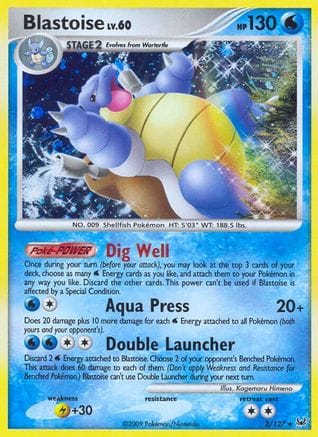 'Pokemon - 'Blastoise 002/127  - Reverse Holofoil Platinum - Holo Rare