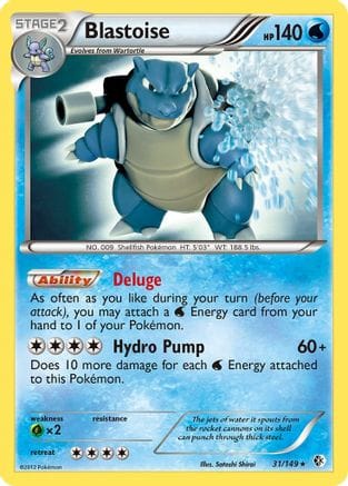 'Pokemon - 'Blastoise 031  - Reverse Holofoil Boundaries Crossed - Holo Rare