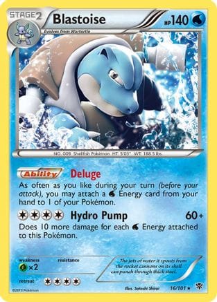 'Pokemon - 'Blastoise 016/101  - Reverse Holofoil Plasma Blast - Holo Rare