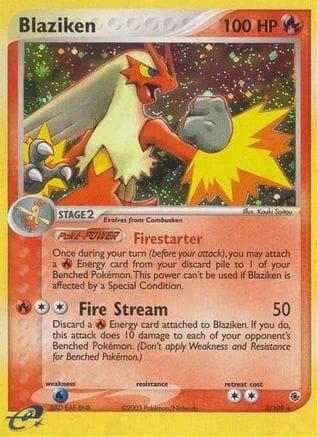 'Pokemon - 'Blaziken 003/109  - Reverse Holofoil Ruby and Sapphire - Holo Rare