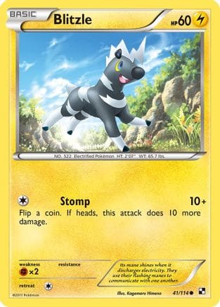 'Pokemon - 'Blitzle (41) 041  - Reverse Holofoil Black and White - Common