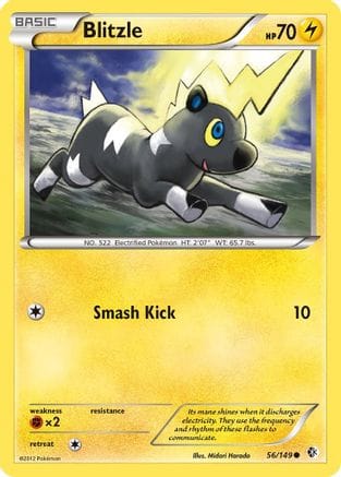 'Pokemon - 'Blitzle 056  - Reverse Holofoil Boundaries Crossed - Common