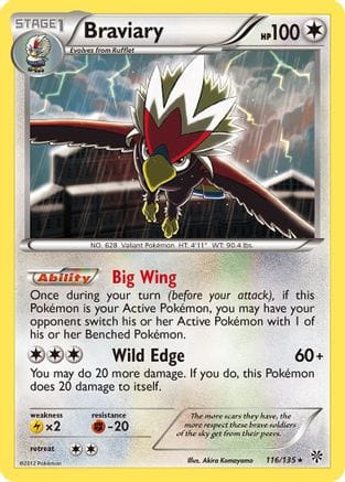 'Pokemon - 'Braviary 116  - Reverse Holofoil Plasma Storm - Rare