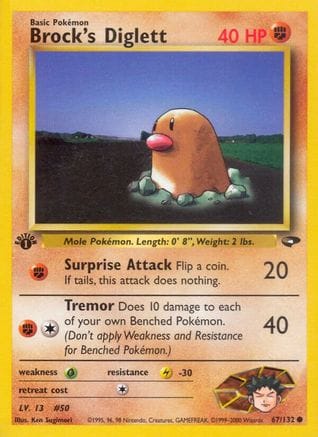 'Pokemon - 'Brock's Diglett 067/132  - 1st Edition Gym Challenge - Common