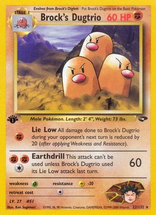 'Pokemon - 'Brock's Dugtrio 022/132  - Unlimited Gym Challenge - Rare
