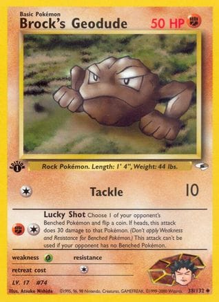 'Pokemon - 'Brock's Geodude (38) 038/132  - Unlimited Gym Heroes - Uncommon