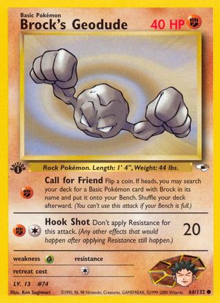 'Pokemon - 'Brock's Geodude (66) 066/132  - Unlimited Gym Heroes - Common