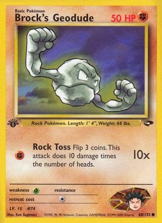 'Pokemon - 'Brock's Geodude 068/132  - 1st Edition Gym Challenge - Common