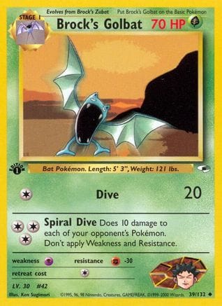 'Pokemon - 'Brock's Golbat 039/132  - 1st Edition Gym Heroes - Uncommon