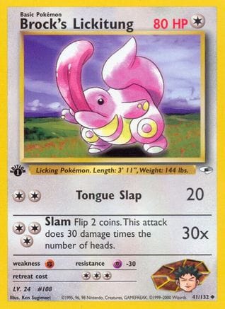 'Pokemon - 'Brock's Lickitung 041/132  - 1st Edition Gym Heroes - Uncommon