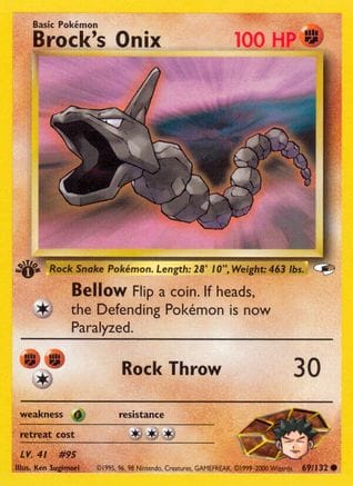'Pokemon - 'Brock's Onix (69) 069/132  - 1st Edition Gym Heroes - Common