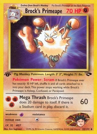 'Pokemon - 'Brock's Primeape 035/132  - Unlimited Gym Challenge - Uncommon