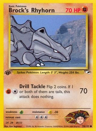'Pokemon - 'Brock's Rhyhorn (70) 070/132  - Unlimited Gym Heroes - Common