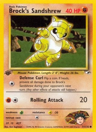 'Pokemon - 'Brock's Sandshrew (71) 071/132  - Unlimited Gym Heroes - Common