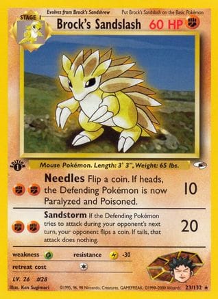 'Pokemon - 'Brock's Sandslash 023/132  - Unlimited Gym Heroes - Rare