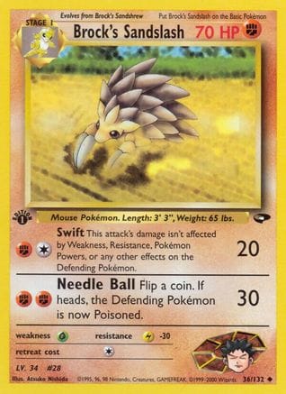 'Pokemon - 'Brock's Sandslash 036/132  - 1st Edition Gym Challenge - Uncommon