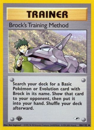 'Pokemon - 'Brock's Training Method 106/132  - 1st Edition Gym Heroes - Uncommon