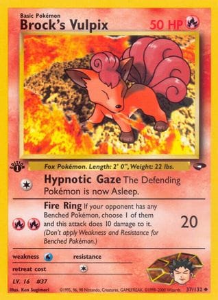 'Pokemon - 'Brock's Vulpix 037/132  - Unlimited Gym Challenge - Uncommon
