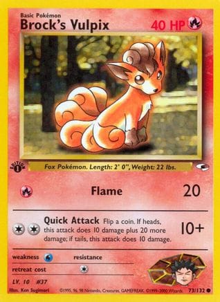'Pokemon - 'Brock's Vulpix 073/132  - Unlimited Gym Heroes - Common