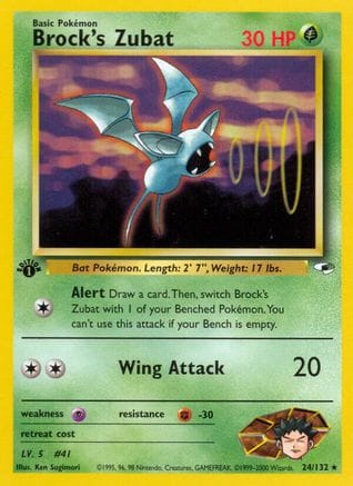 'Pokemon - 'Brock's Zubat (24) 024/132  - 1st Edition Gym Heroes - Rare