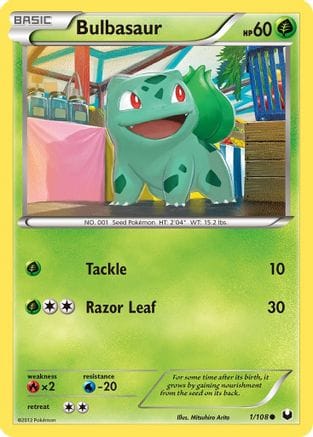 'Pokemon - 'Bulbasaur 001/108  - Reverse Holofoil Dark Explorers - Common