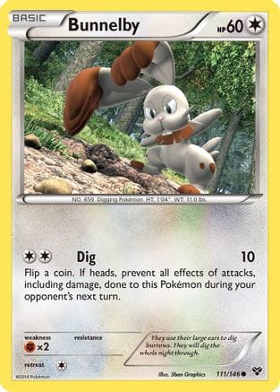 'Pokemon - 'Bunnelby 111  - Reverse Holofoil XY Base Set - Common