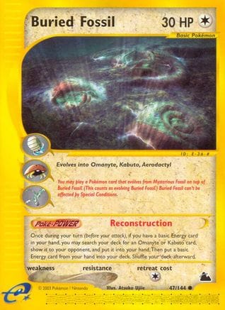 'Pokemon - 'Buried Fossil 047  - Reverse Holofoil Skyridge - Common
