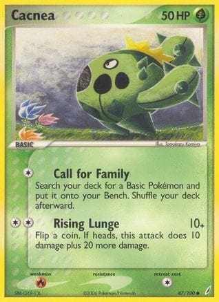 'Pokemon - 'Cacnea 047/100  - Reverse Holofoil Crystal Guardians - Common