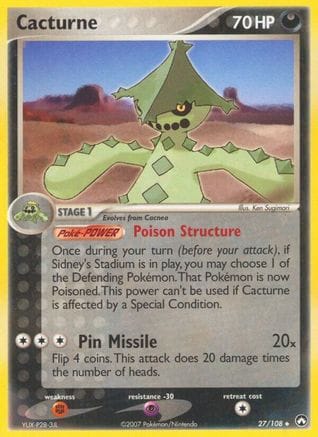 'Pokemon - 'Cacturne 027  - Reverse Holofoil Power Keepers - Uncommon