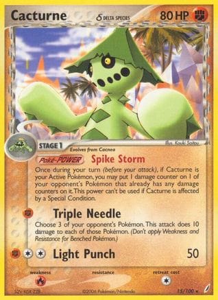 'Pokemon - 'Cacturne (Delta Species) 015/100  - Reverse Holofoil Crystal Guardians - Rare