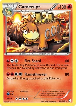 'Pokemon - 'Camerupt 022  - Reverse Holofoil Boundaries Crossed - Rare