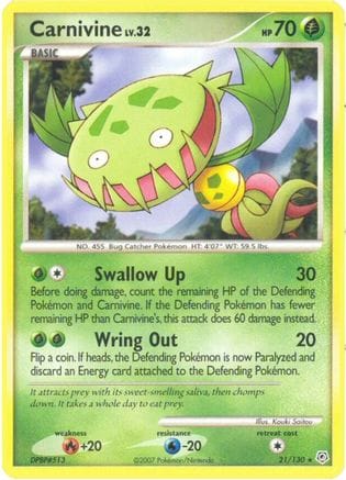 'Pokemon - 'Carnivine 021  Diamond and Pearl - Rare