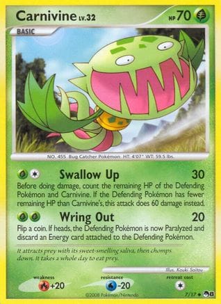 'Pokemon - 'Carnivine 007  - Reverse Holofoil POP Series 8 - Uncommon