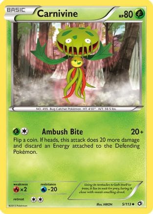 'Pokemon - 'Carnivine 005  - Reverse Holofoil Legendary Treasures - Uncommon