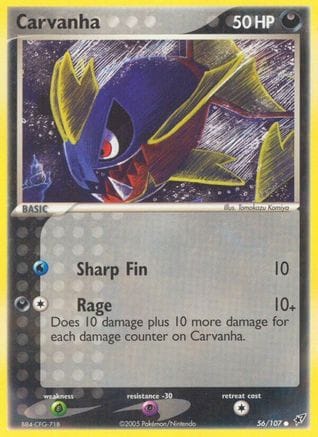 'Pokemon - 'Carvanha 056/107  - Reverse Holofoil Deoxys - Common