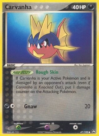 'Pokemon - 'Carvanha 047  - Reverse Holofoil Power Keepers - Common