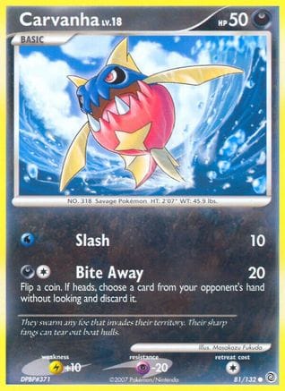 'Pokemon - 'Carvanha 081  - Reverse Holofoil Secret Wonders - Common