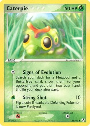 'Pokemon - 'Caterpie 056/112  - Reverse Holofoil FireRed & LeafGreen - Common