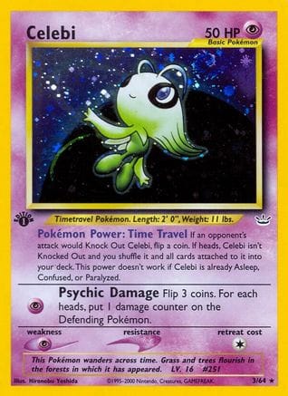 'Pokemon - 'Celebi (3) 003/64  - Unlimited Holofoil Neo Revelation - Holo Rare