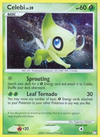 'Pokemon - 'Celebi 007/123  - Reverse Holofoil Mysterious Treasures - Holo Rare