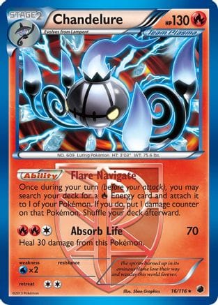 'Pokemon - 'Chandelure (Team Plasma) 016  - Reverse Holofoil Plasma Freeze - Holo Rare