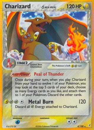 'Pokemon - 'Charizard (Delta Species) 004/100  - Reverse Holofoil Crystal Guardians - Holo Rare