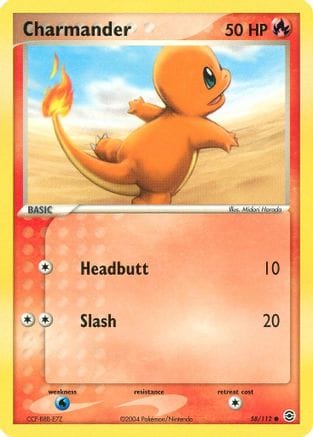 'Pokemon - 'Charmander 058/112  - Reverse Holofoil FireRed & LeafGreen - Common