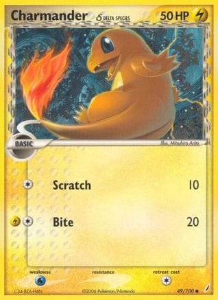 'Pokemon - 'Charmander (Delta Species) 049/100  - Reverse Holofoil Crystal Guardians - Common