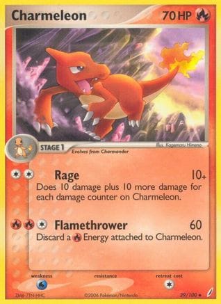 'Pokemon - 'Charmeleon 029/100  - Reverse Holofoil Crystal Guardians - Uncommon