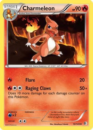 'Pokemon - 'Charmeleon 019/149  - Reverse Holofoil Boundaries Crossed - Uncommon