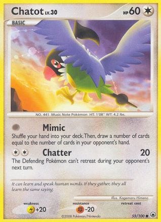 'Pokemon - 'Chatot 055/100  Majestic Dawn - Common