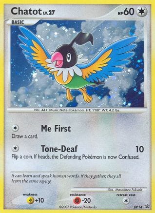 'Pokemon - 'Chatot DP14  - Holofoil Diamond and Pearl Promos - Promo