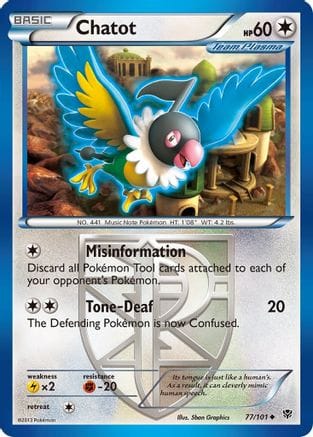 'Pokemon - 'Chatot (Team Plasma) 077  Plasma Blast - Uncommon