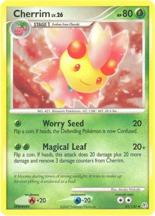 'Pokemon - 'Cherrim 045/130  - Reverse Holofoil Diamond and Pearl - Uncommon
